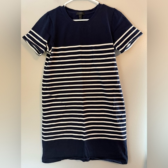 J. Crew Navy T-Shirt Dress in Nautical Stripe Size S - Picture 3 of 11